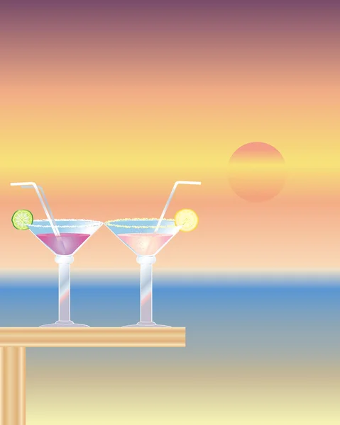 Cocktails ao pôr-do-sol —  Vetores de Stock