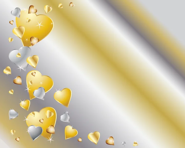 黄金和白银的心 — 图库矢量图片