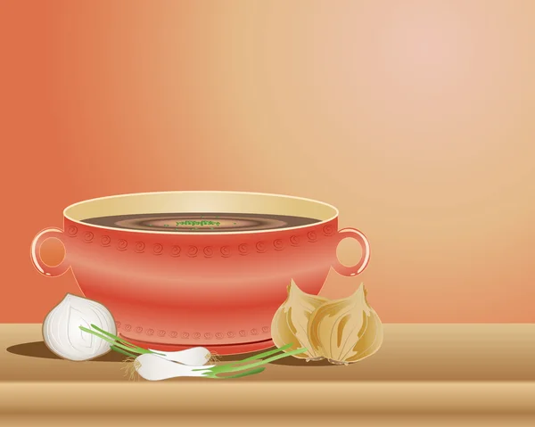 Французский луковый суп — стоковый вектор