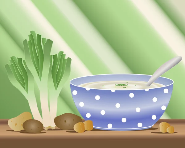 Zuppa di patate e porri — Vettoriale Stock