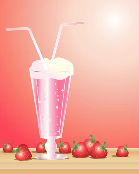 Milkshake de morango —  Vetores de Stock