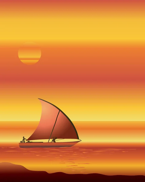 Dhow au coucher du soleil — Image vectorielle