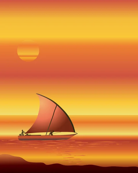 Dhow ao pôr do sol — Vetor de Stock