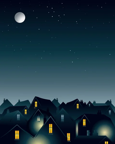 过屋顶月光 — 图库矢量图片