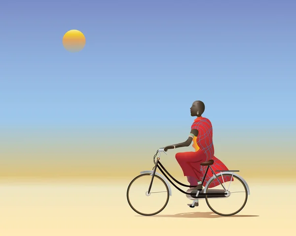 Masai auf dem Fahrrad — Stockvektor