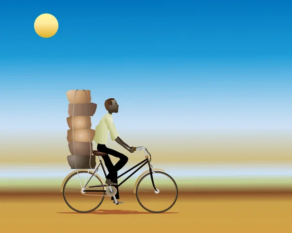 Ciclista africano — Vetor de Stock
