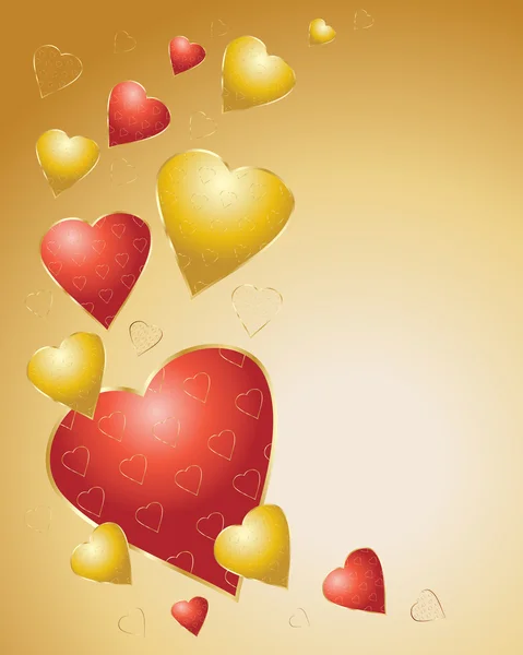 Red and gold hearts — Stock Vector