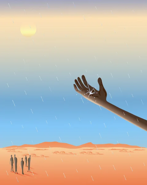 Illustration Rains Arriving Africa Arrid Landscape Dramatic Sky — Stock Vector