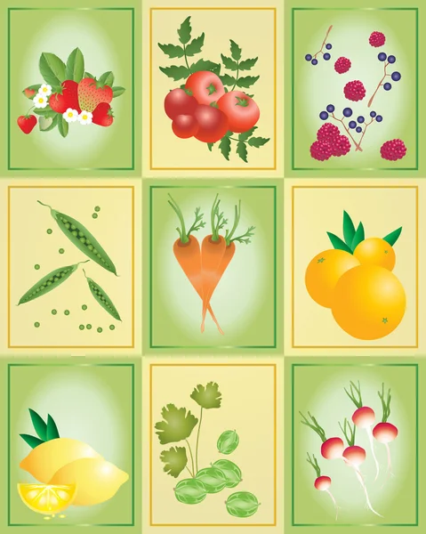 Owoców i warzyw płytek — Wektor stockowy