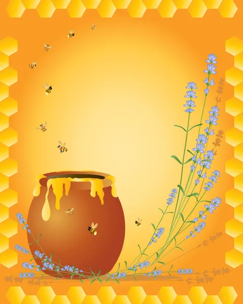 Lavendel en honing — Stockvector