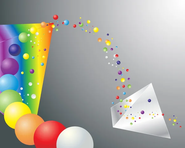 Illustration Prisms Rainbow Spheres Light Gray Background — Stock Vector