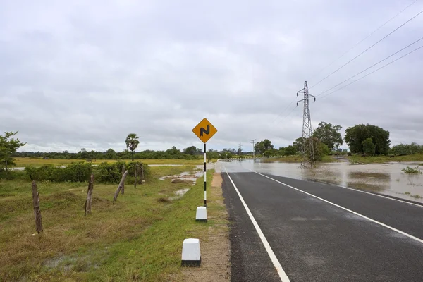 Sri Lanka Landscape Flood Waters Rising Cover Highway Pottuvil — Stock Photo, Image