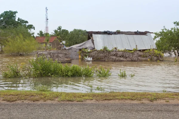 斯里兰卡的风景与农村房屋淹没在波图维尔附近的洪水 — 图库照片