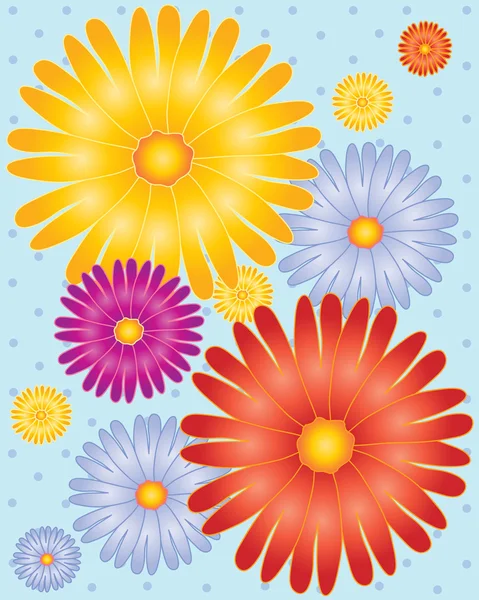 Blumen mit gepunktetem Hintergrund — Stockvektor