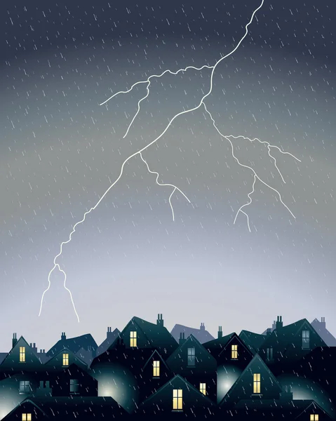 Lightning in the city — Stock Vector