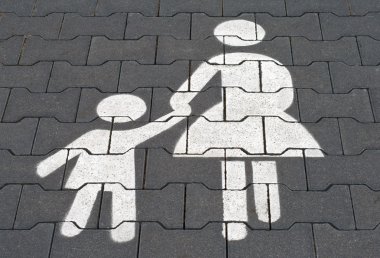 Mother with child parking lot clipart