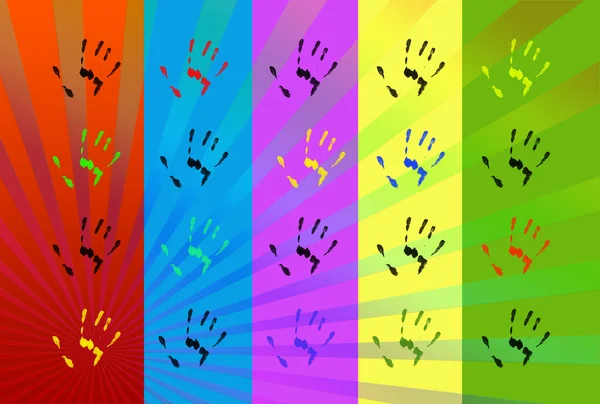Handabdrücke auf farbigem Hintergrund — Stockfoto