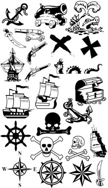 Pirates silhouette collection clipart