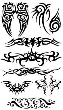 Tattoo silhouette collection clipart