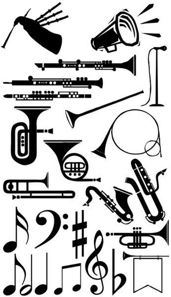 Instrumenty muzyczne sylwetka zbiory — Zdjęcie stockowe