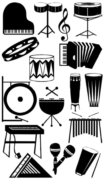 Музичні інструменти колекція силуетів — стокове фото