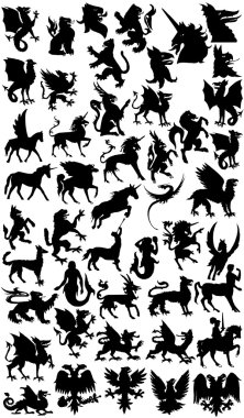 Mythological animals silhouette clipart