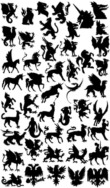 Silhouette mitologica degli animali Immagine Stock