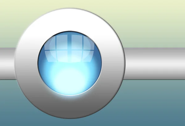 Botão de refração brilhante metálico transparente — Fotografia de Stock