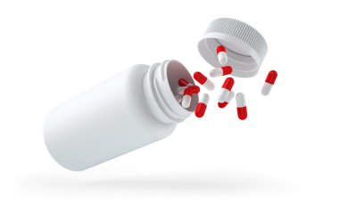 Droped white bottle with pills clipart