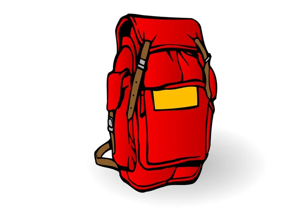 Vector illustration a red tourist backpack — Stock Vector