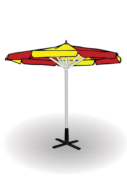 Vectorillustratie is geel een rode parasol — Stockvector