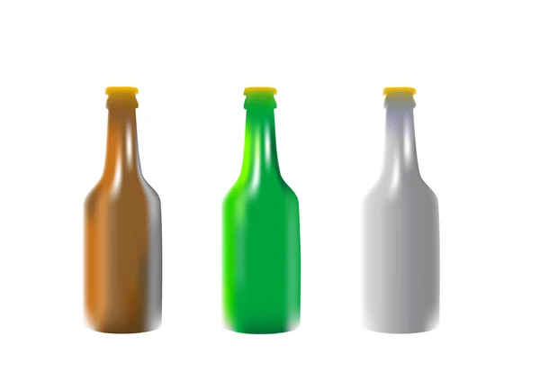 Vektor Illustration Bierflaschen Unterschiedlicher Farbe — Stockvektor