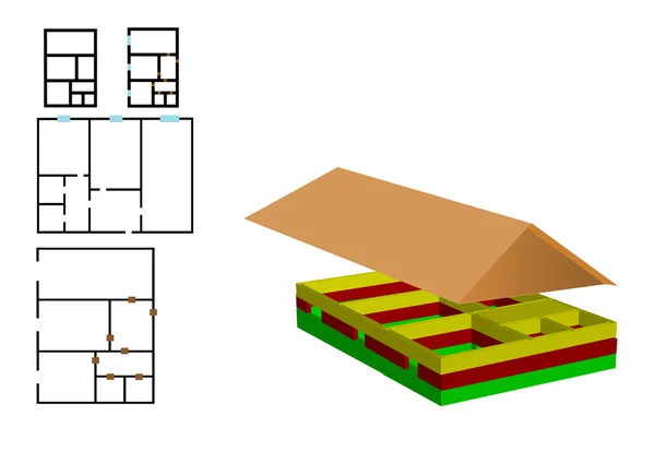 Illustration vectorielle le dessin couleur de la maison — Image vectorielle