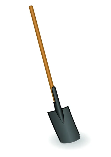 Vector illustration a shovel with the wooden handle — Stock Vector