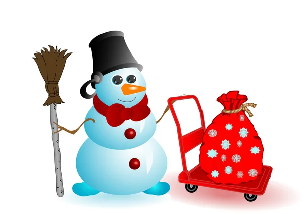 Ilustración vectorial el muñeco de nieve de Navidad — Vector de stock