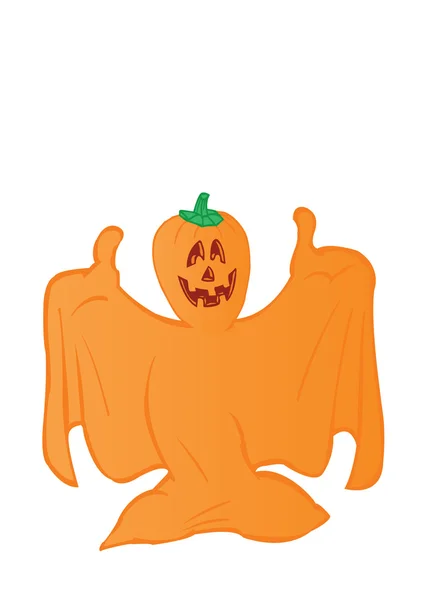 Illustration vectorielle un fantôme orange avec une tête de citrouille — Image vectorielle