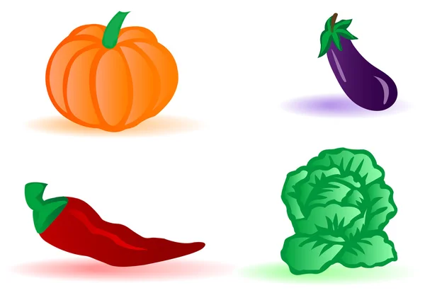 Vektorové Ilustrace Zelenina Zelí Lilek Dýně Červeným Pepřem — Stockový vektor