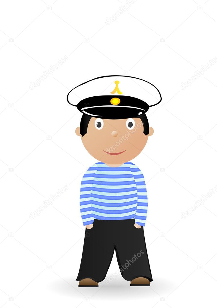 Vector illustration the cheerful seaman in a uniform.
