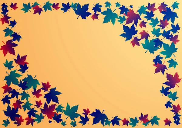 Ilustración vectorial un fondo naranja de otoño con hojas — Vector de stock