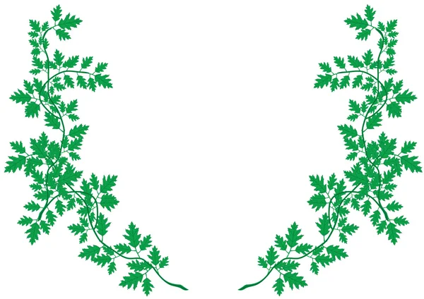 Ilustração vetorial um padrão de brotos verdes com folhas — Vetor de Stock