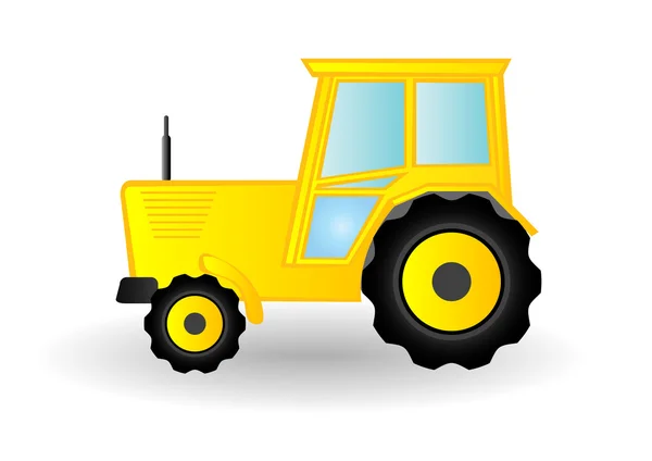 Vector illustration a yellow tractor on wheels — Stock Vector
