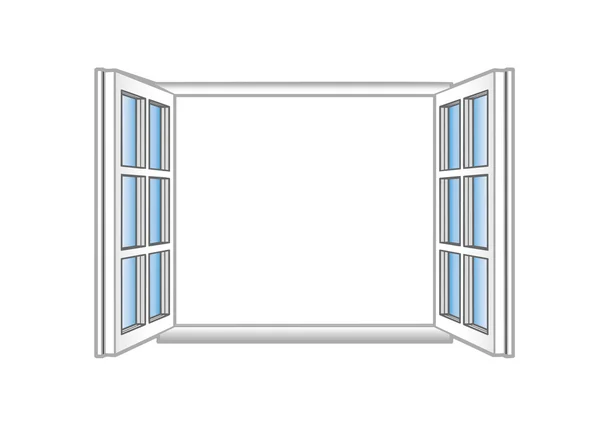 Vektorillustration Eines Offenen Kunststofffensters — Stockvektor