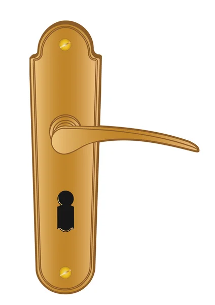 Illustrazione vettoriale della maniglia della porta dorata con la serratura — Vettoriale Stock