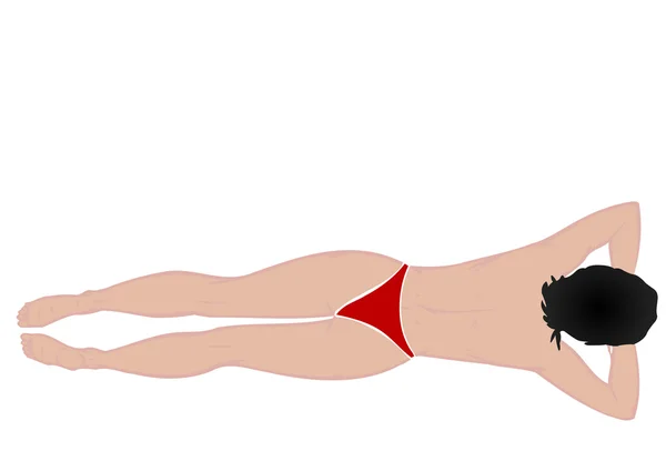 Vector Illustration Sunbathing Girl Topless — Stock Vector