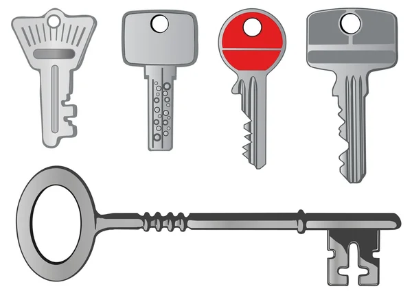 Vector Set Metal Key Lock — Stock Vector