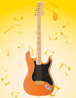 Vector abstract background with patterns notes and a guitar clipart