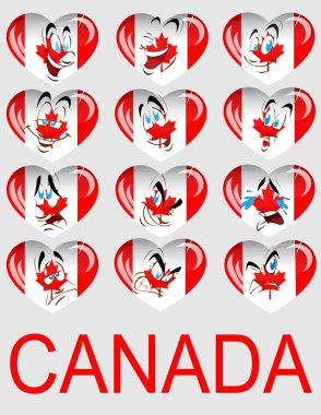 Vector a set of hearts with a flag Canada and persons clipart