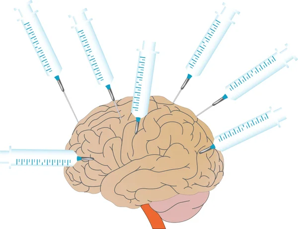 Vektorové lidský mozek a lékařské stříkačky — Stockový vektor