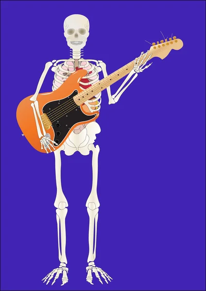 Vecteur un squelette de la personne avec une guitare dans les mains — Image vectorielle