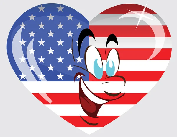 Vektor srdce s osobou a vlajky Ameriky — Stockový vektor